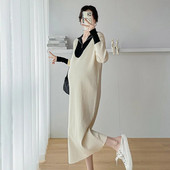 Rasedate kampsunkleidid, riided rasedatele, reväär, kootud libisemiskleit kevad-sügis, pehme tuulega lahtised raseduskleidid