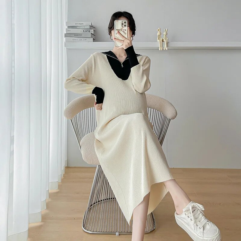 Rasedate kampsunkleidid, riided rasedatele, reväär, kootud libisemiskleit kevad-sügis, pehme tuulega lahtised raseduskleidid