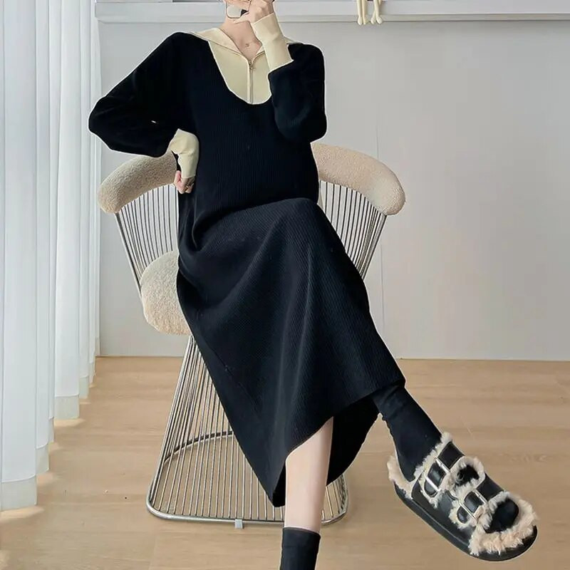 Rasedate kampsunkleidid, riided rasedatele, reväär, kootud libisemiskleit kevad-sügis, pehme tuulega lahtised raseduskleidid