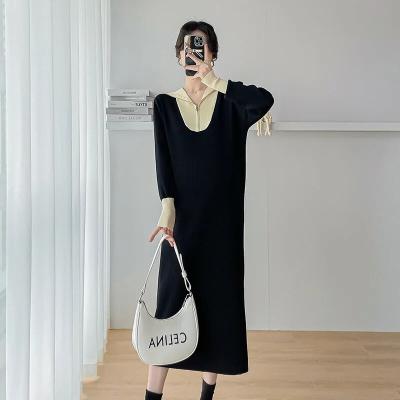 Rasedate kampsunkleidid, riided rasedatele, reväär, kootud libisemiskleit kevad-sügis, pehme tuulega lahtised raseduskleidid