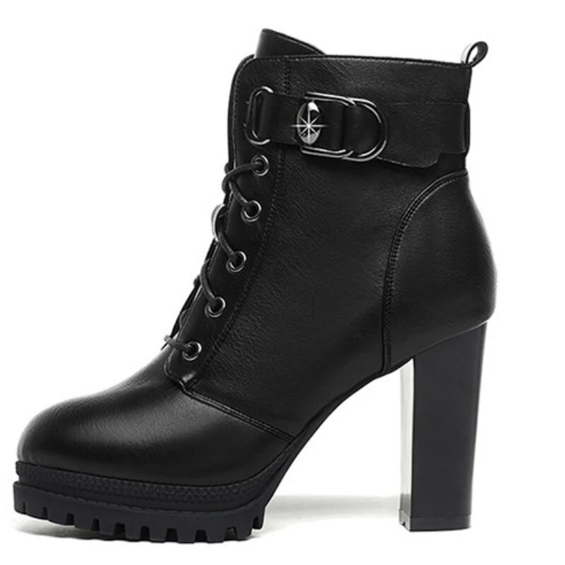 2023 m. madingi batai moterims, žieminiai moteriški batai, vienspalviai apvalūs, su užtrauktuku, suvarstoma sagtimi aukštakulniai, vandeniui atsparūs batai, moteriški