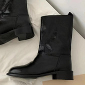 SLTNX 2023 uus Korea versioon käsitsi valmistatud saapadest Pehmed nahast saapad talvel pluss samet, et hoida soojas lääne naiste ratsasaapad