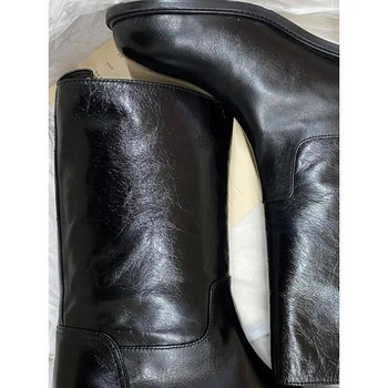 SLTNX 2023 Νέα κορεατική έκδοση των χειροποίητων μπότες Μπότες από μαλακό δέρμα σε Winter Plus Velvet για να διατηρούνται ζεστές Δυτικές γυναικείες μπότες ιππασίας