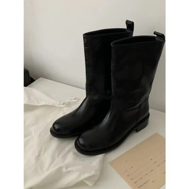 SLTNX 2023 uus Korea versioon käsitsi valmistatud saapadest Pehmed nahast saapad talvel pluss samet, et hoida soojas lääne naiste ratsasaapad