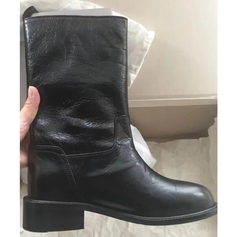 SLTNX 2023 uus Korea versioon käsitsi valmistatud saapadest Pehmed nahast saapad talvel pluss samet, et hoida soojas lääne naiste ratsasaapad