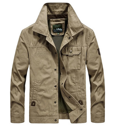 Uus vabaaja jope Meeste kevadised ülerõivad 100% puuvill Windbreaker Cargo Coat Army meeste pilootlennupommitusjoped Brändi riided