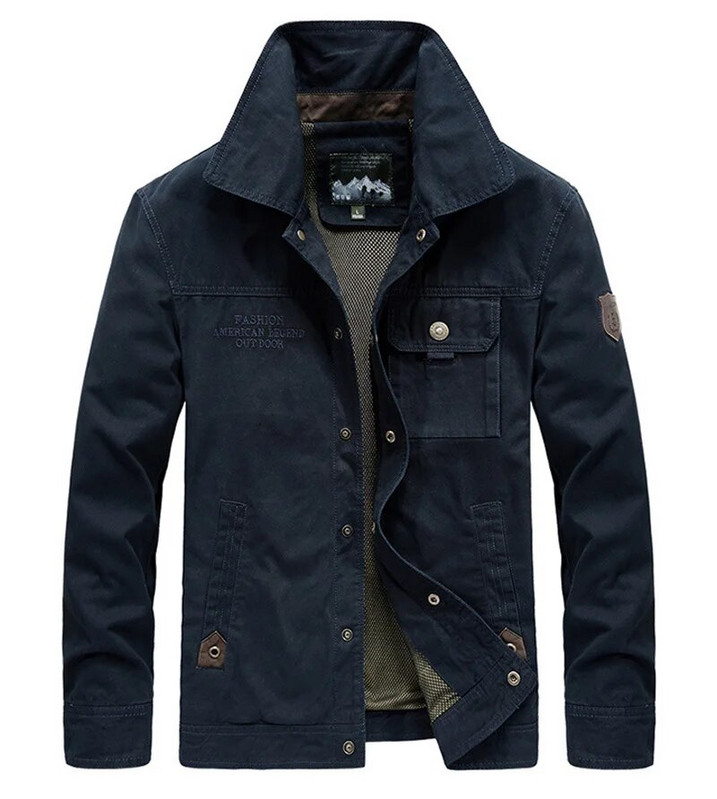 Uus vabaaja jope Meeste kevadised ülerõivad 100% puuvill Windbreaker Cargo Coat Army meeste pilootlennupommitusjoped Brändi riided