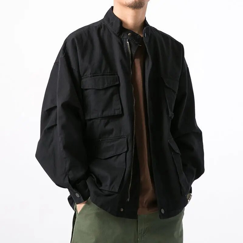 Kevadsügisene kaubajope Mehe sõjaline taktikaline jakk Ameerika mitme taskuga lenduri jope Jaapani retro lahtine pesapallivorm