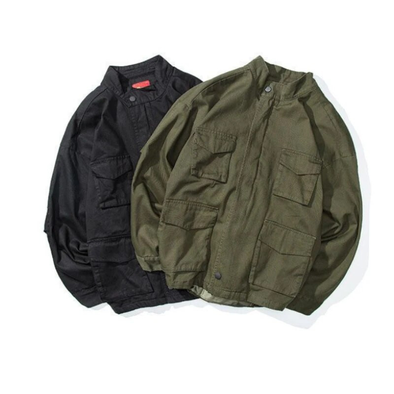 Kevadsügisene kaubajope Mehe sõjaline taktikaline jakk Ameerika mitme taskuga lenduri jope Jaapani retro lahtine pesapallivorm