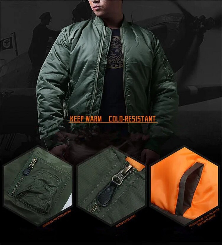 Ανδρικά MA1 Pilot Tactical Jackets Winter Thicken Ζεστά αδιάβροχα πάρκα με επένδυση Casual Solid Color Bomber Military Army Coats Ανδρικά