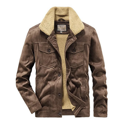 Prabangus Velvet Suede Bomber Striukė Vyrai Rudens Žiema Šilti Paltai Avinėlio vilna Storos Pilot Striukės Vintažinės Parkas Fahion Windbreaker