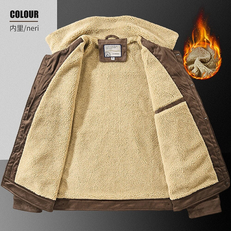 Prabangus Velvet Suede Bomber Striukė Vyrai Rudens Žiema Šilti Paltai Avinėlio vilna Storos Pilot Striukės Vintažinės Parkas Fahion Windbreaker