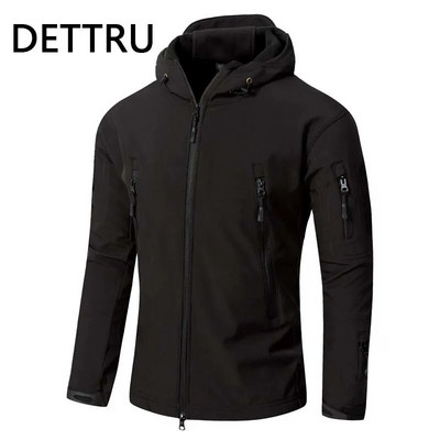Καμουφλάζ Shark Skin Soft Shell Tactical Jackets Men Fleece Αδιάβροχο Combat Windbreaker Ανδρικό μπουφάν με κουκούλα στρατιωτικού πιλότου στρατού