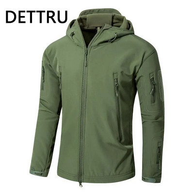 Καμουφλάζ Shark Skin Soft Shell Tactical Jackets Men Fleece Αδιάβροχο Combat Windbreaker Ανδρικό μπουφάν με κουκούλα στρατιωτικού πιλότου στρατού