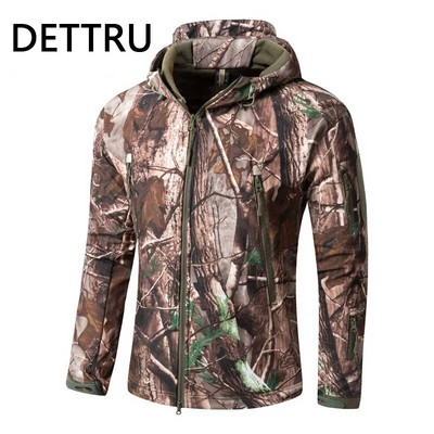 Καμουφλάζ Shark Skin Soft Shell Tactical Jackets Men Fleece Αδιάβροχο Combat Windbreaker Ανδρικό μπουφάν με κουκούλα στρατιωτικού πιλότου στρατού