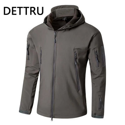 Καμουφλάζ Shark Skin Soft Shell Tactical Jackets Men Fleece Αδιάβροχο Combat Windbreaker Ανδρικό μπουφάν με κουκούλα στρατιωτικού πιλότου στρατού