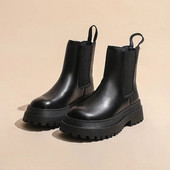 2023. aasta moekingad naistele, PU pahkluu naiste saapad, platvormi kontorisaapad, naiste seljaosa tõmblukuga, ümara varbaga, kontsad Naiste kingad