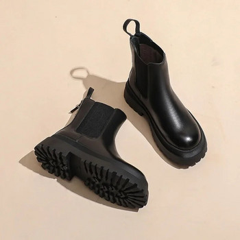 2023 Модни обувки за жени PU Дамски ботуши до глезена Офис ботуши на платформа Дамски дамски обувки с цип на гърба, кръгли пръсти, резени токчета