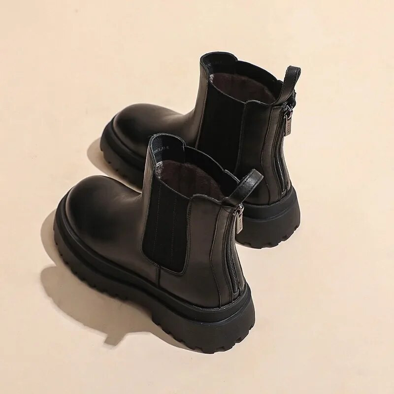 2023. aasta moekingad naistele, PU pahkluu naiste saapad, platvormi kontorisaapad, naiste seljaosa tõmblukuga, ümara varbaga, kontsad Naiste kingad