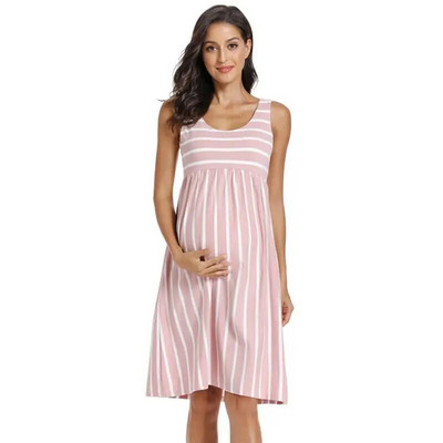 Liu&Qu ženska ležerna prugasta trudnička haljina kratkih i 3/4 rukava do koljena Trudnička odjeća za Baby Shower