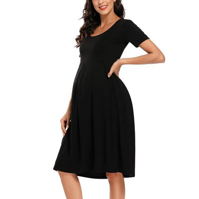 Liu&Qu ženska ležerna prugasta trudnička haljina kratkih i 3/4 rukava do koljena Trudnička odjeća za Baby Shower