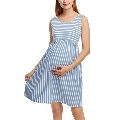 Liu&Qu ženska ležerna prugasta trudnička haljina kratkih i 3/4 rukava do koljena Trudnička odjeća za Baby Shower