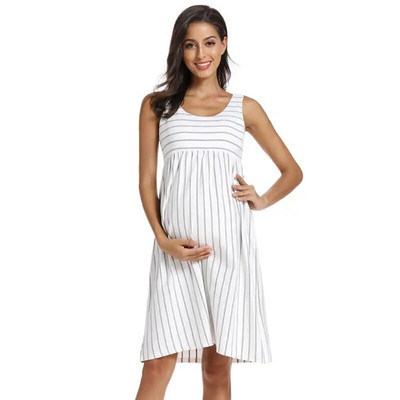 Liu&Qu ženska ležerna prugasta trudnička haljina kratkih i 3/4 rukava do koljena Trudnička odjeća za Baby Shower