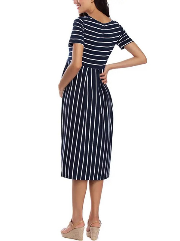 Liu&Qu ženska ležerna prugasta trudnička haljina kratkih i 3/4 rukava do koljena Trudnička odjeća za Baby Shower