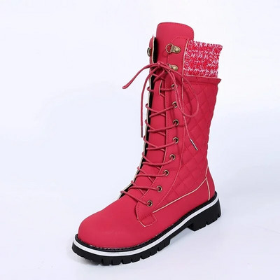 Γυναικείες βελούδινες μπότες πλατφόρμας στη μέση της γάμπας Χειμώνας 2023 Νέος σχεδιαστής Ζεστές μπότες για χιόνι Γυναικείες γούνινες μπότες πλατφόρμας με κορδόνια Botas De Mujer