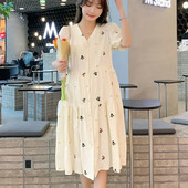 Φόρεμα Plus Size Ρούχα εγκύων Φορέματα εγκυμοσύνης Φαρδιά φορέματα κεντήματος Ρούχα εγκυμοσύνης για έγκυες γυναίκες Φόρεμα