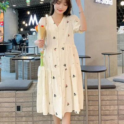 Φόρεμα Plus Size Ρούχα εγκύων Φορέματα εγκυμοσύνης Φαρδιά φορέματα κεντήματος Ρούχα εγκυμοσύνης για έγκυες γυναίκες Φόρεμα