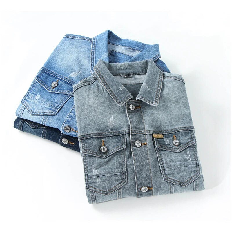 Jope Meeste vabaaja puuvillane must denim Jaqueta teksad Masculina õhukesed pestud retro klassikalised sinised teksad mantel Meeste meeste riided