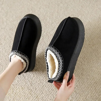 Χειμερινές ζεστές μπότες για χιόνι Γυναικείες χονδρές πλατφόρμες βελούδινες μπότες αστραγάλου για γυναικείες σουέτ βαμβακερά παπούτσια αδιάβροχα παντόφλες loafers
