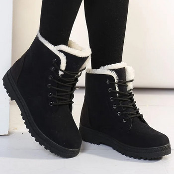 Γυναικείες μπότες Κορεάτικου στυλ Γυναικείες μπότες για χειμώνα 2023 Μπότες χιονιού χειμερινά παπούτσια Γυναικεία γούνα Botas Mujer με χαμηλά τακούνια κοντή μπότα