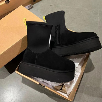 Καστόρινες βαμβακερές μπότες για χιόνι ζεστές μπότες χιονιού Chelsea 2023 Χειμερινή χοντρή σόλα Goth Παπούτσια Νέα κοντή βελούδινη γυναίκα σαουσούρ περπατήματος