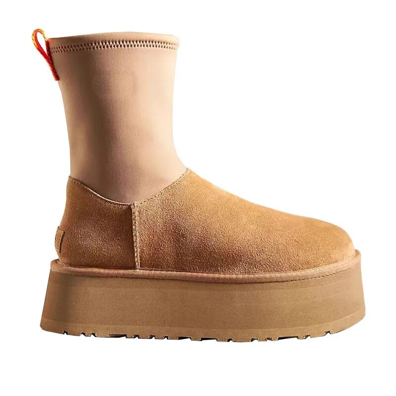 Seemisnahast puuvillased saapad, lumesoe pahkluu Chelsea lumesaapad 2023. aasta talvised paksu tallaga gooti kingad, uued lühikesed plüüsist jalakäijad naistele