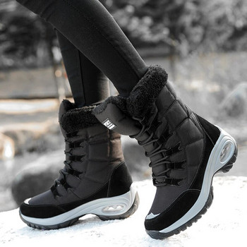 Γυναικείες μπότες Winter Keep Warm Ποιότητα Mid-Calf Snow Boots Γυναικείες μπότες με κορδόνια Άνετα αδιάβροχα μποτάκια Chaussures Femme