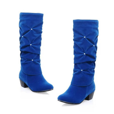 Uued naiste madala kontsaga sääreosa talvesaapad Mood Rhinestone ümmarguse varbaga lumesaapad Peokingad Pulmakingad Punane Must Sinine