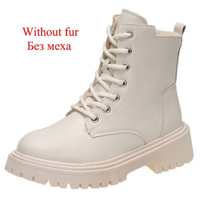 Rimocy γυναικείες αδιάβροχες μπότες για χιόνι 2023 Χειμερινές αντιολισθητικές ζεστές βελούδινες μπότες αστραγάλου Γυναικείες μποτάκια με κορδόνια πλατφόρμα μοτοσικλέτας Mujer