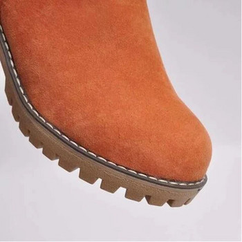 Νέες γυναικείες μπότες Winter Outdoor Keep Warm Γούνινες μπότες αδιάβροχες Γυναικείες μπότες χιονιού Χοντρό τακούνι με στρογγυλή κεφαλή κοντή μπότα