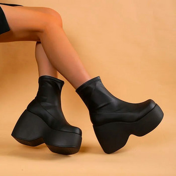 Ολοκαίνουργιο γοτθικό στυλ Γυναικείες μπότες αστραγάλου με σέξι κομψές χονδρές πλατφόρμες μεγάλο μέγεθος 43 για περπάτημα άνετα γυναικεία παπούτσια Παπούτσια πλατφόρμας