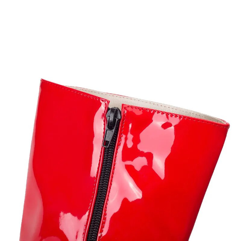 Μόδα ψηλές μπότες στο γόνατο Γυναικεία παπούτσια 2021 Φθινοπωρινό Χειμώνας Γυναικείες ψηλές μπότες Μαύρα Λευκά Κόκκινα μακριά γυναικεία παπούτσια Μεγάλο μέγεθος 47