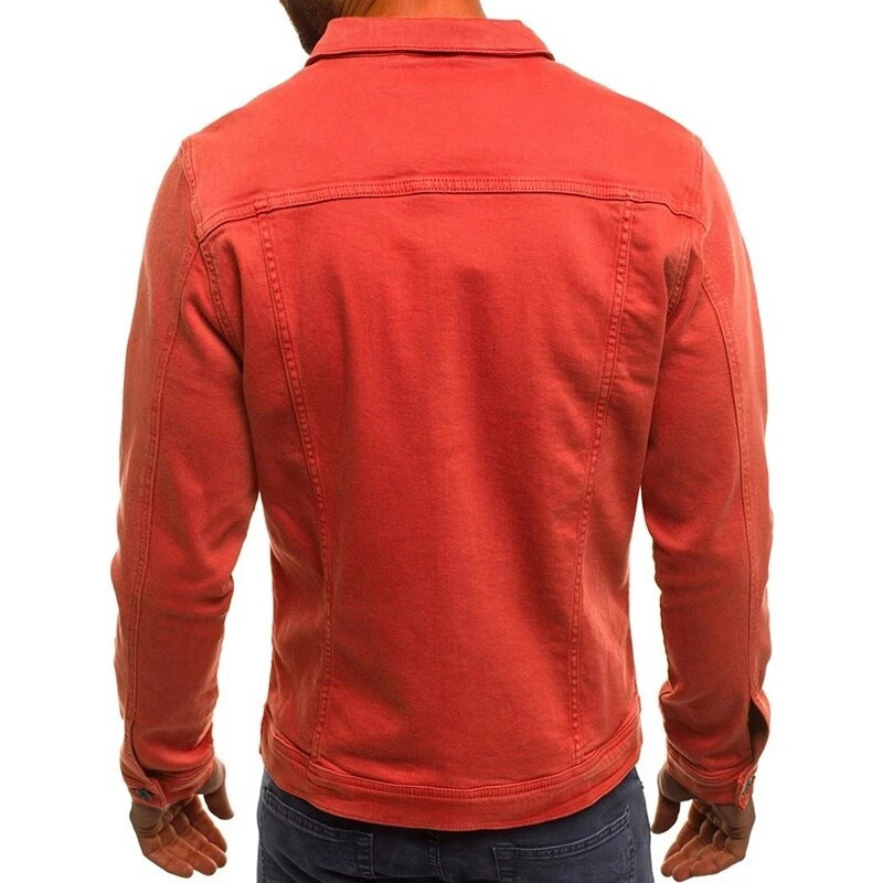 Κλασικά Slim Fit Ανδρικά τζιν μπουφάν Μόδα Casual Jeans Παλτό Streetwear που ανοίγει γιακά Μονό στήθος τσέπες Μασίφ ρούχα