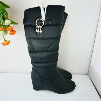 REAVE CAT Ladies Wedge Heel Down Knee Boots Slip On Hidden Heel Αδιάβροχο Μεγάλο μέγεθος 44 Party Ζεστό χειμωνιάτικο βελούδινο μαύρο F1290