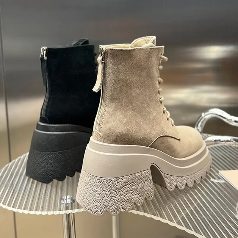 Gležnjače Kožane antilop ženske čizme s ravnom platformom Ženske cipele Modne jesenske zimske čizme