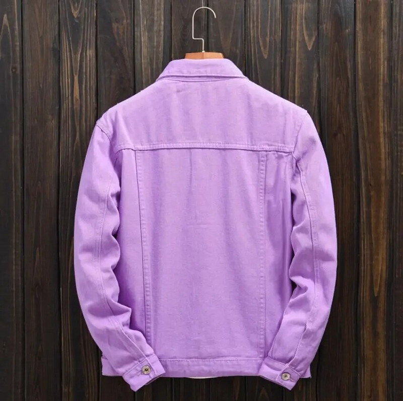 Populārākā džinsa jaka Vīriešu sieviešu apģērbi 2023. gada rudens modes kovboju mētelis, purpursarkana oranža brīva džinsa jaka Vīriešu džinsa jaka