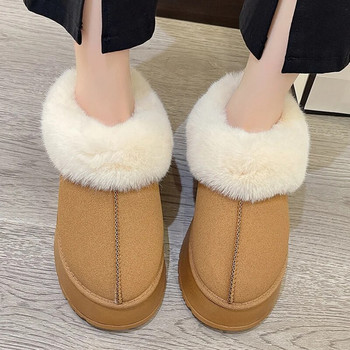 Зимни ботуши от изкуствена кожа Rimocy за жени 2023 Неплъзгащи се плюшени ботуши за сняг Дамски дебело дъно Топли памучни обувки Платформа Botas Mujer