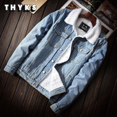 Žiemos šilta vilna Vyriška džinsinė striukė Gatvės apranga Kasdieninė medvilnė Klasikiniai ploni džinsai Paltas Firminiai drabužiai Kaubojų striukė Ropa Hombre