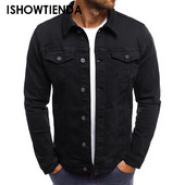 Meeste sügistalvinööp ühevärviline vintage teksajakk Topid pluus mantel Casacos De Inverno Masculino meeste jope Пальто