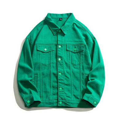 2022 Φθινόπωρο New Men Oversize Λευκό τζιν μπουφάν Streetwear βαμβακερά casual all-match υψηλής ποιότητας τζιν παλτό Ανδρικό μπλε πράσινο μαύρο